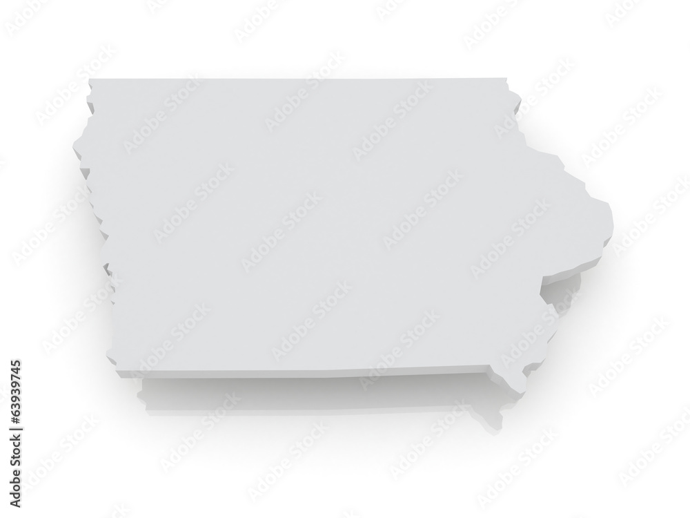 Three-dimensional map of Iowa. USA. Three-dimensional map of Iowa. USA.