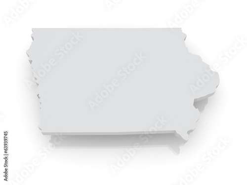 Three-dimensional map of Iowa. USA.