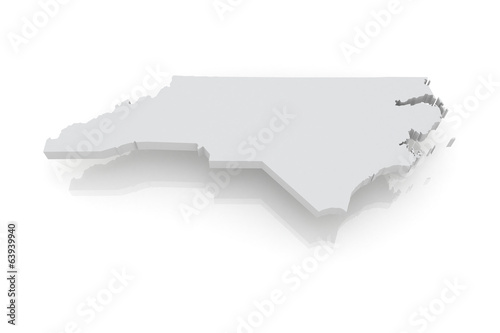 Three-dimensional map of North Carolina. USA.