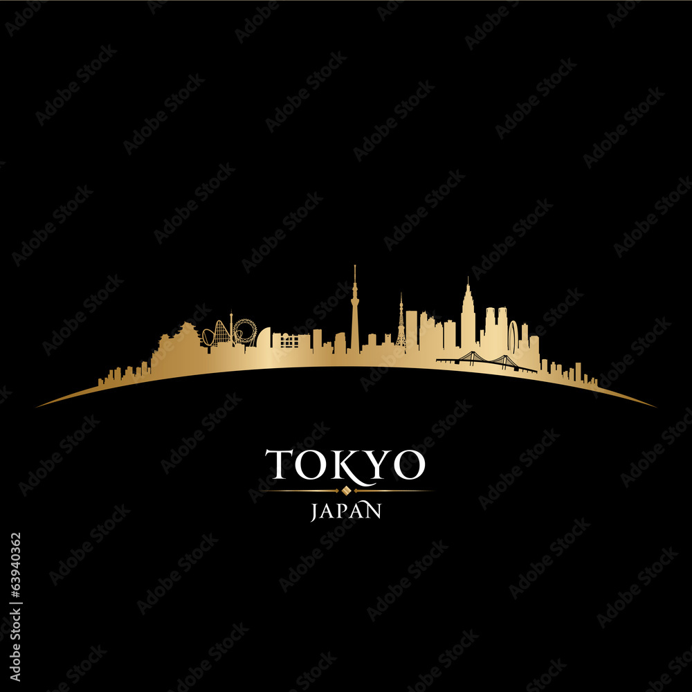 Fototapeta premium Tokyo Japan city skyline silhouette black background