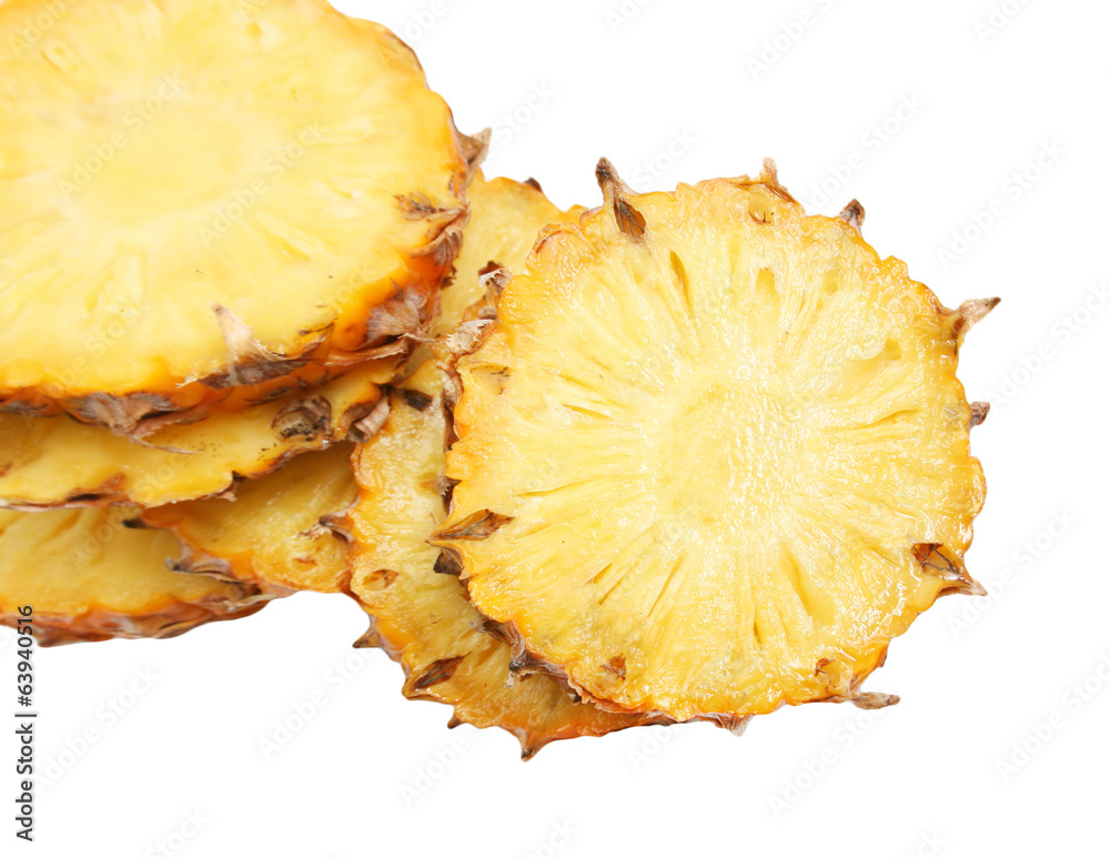 sliced pineapple on white background sliced pineapple on white background