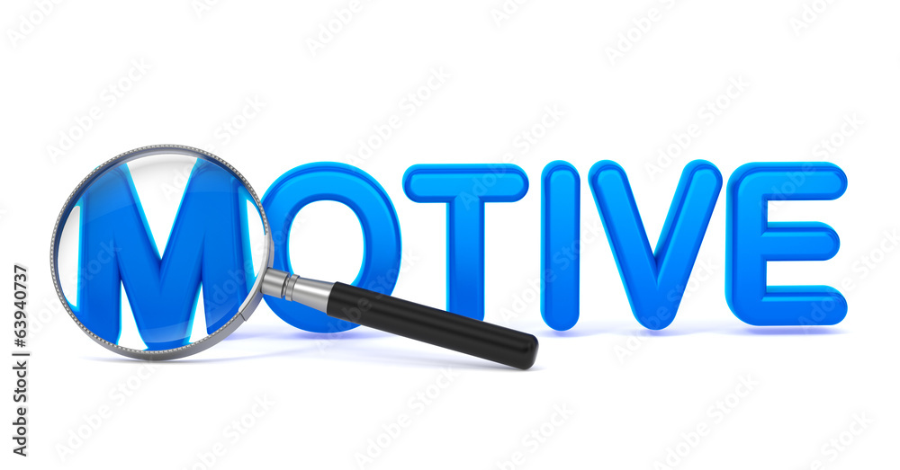 Motive - Blue 3D Word Through a Magnifying Glass. Motive - Blue 3D Word Through a Magnifying Glass.