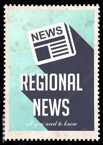 Regional News on Blue in Flat Design.
