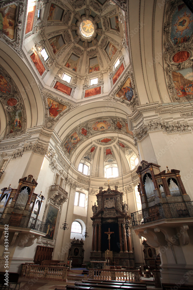 Inside of christian cathedral in Salzburg, Austria