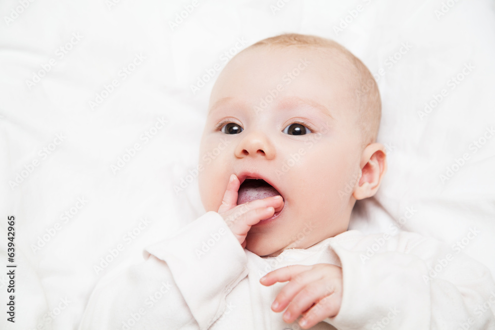 Bright closeup portrait of adorable baby