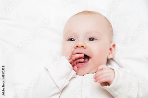 Bright closeup portrait of adorable baby