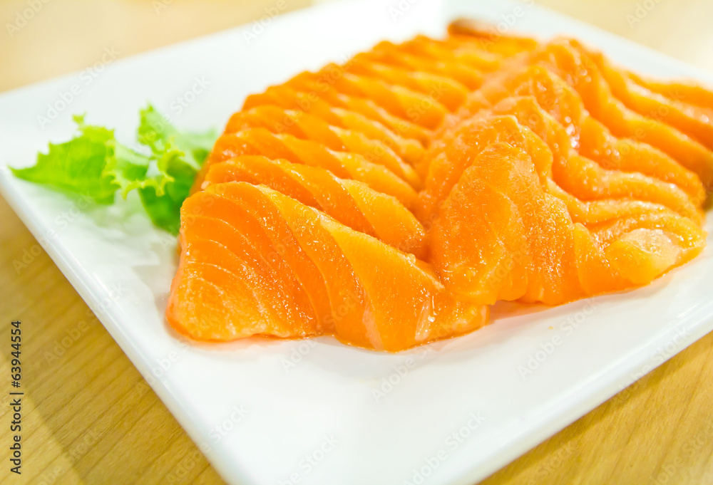 japan food salmon sashimi on white plate japan food salmon sashimi on white plate