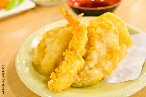 japanese food  tempura , deep fried shrimps