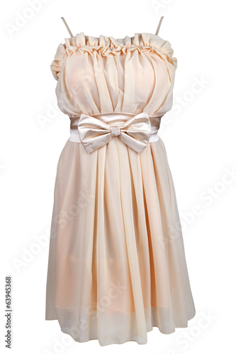 Beige cocktail dress with satin bow