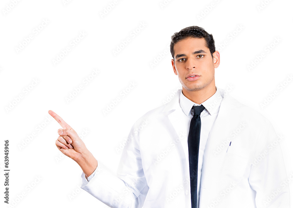 Happy Healthcare professional pointing at copy space Happy Healthcare professional pointing at copy space