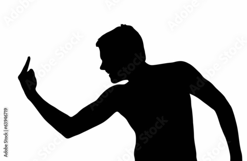 Teen Boy Silhouette Bully Showing Dirty Gesture