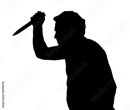 Man Silhouette European Stabbing with Knife