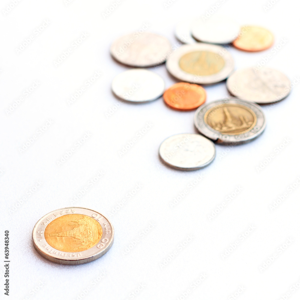 Finances THAI Coins isolated on white background Finances THAI Coins isolated on white background