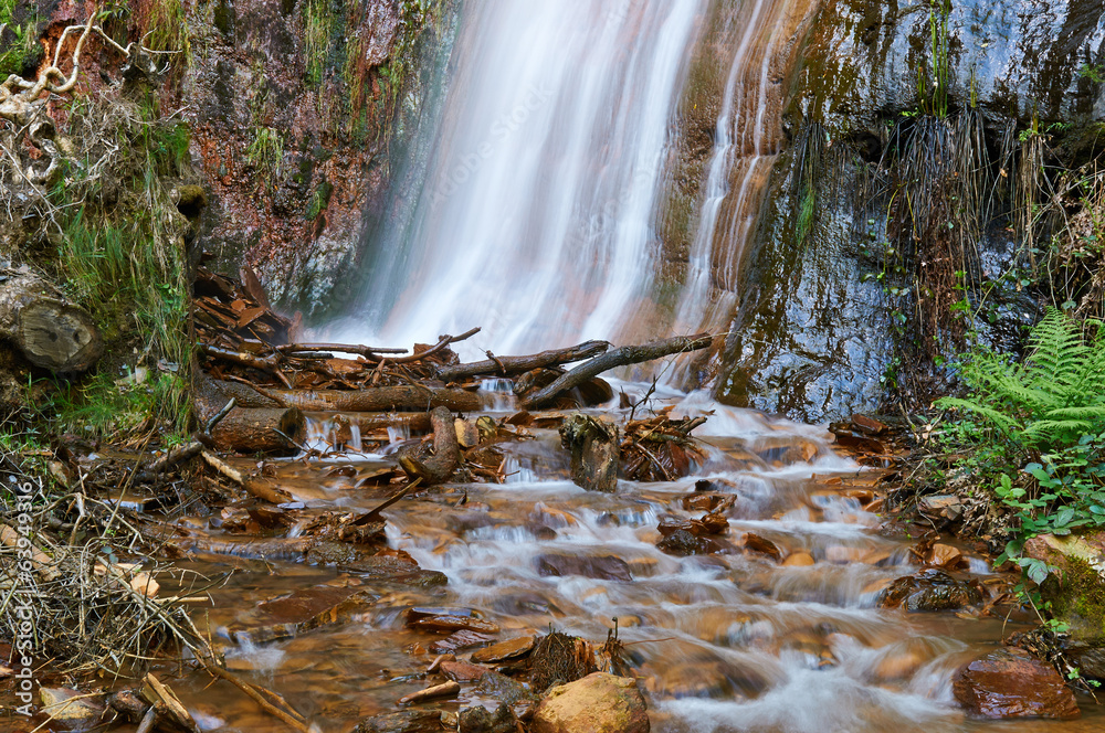 Fototapeta premium Rexío waterfall in Folgoso do Courel (or Caurel), Lugo, Spain