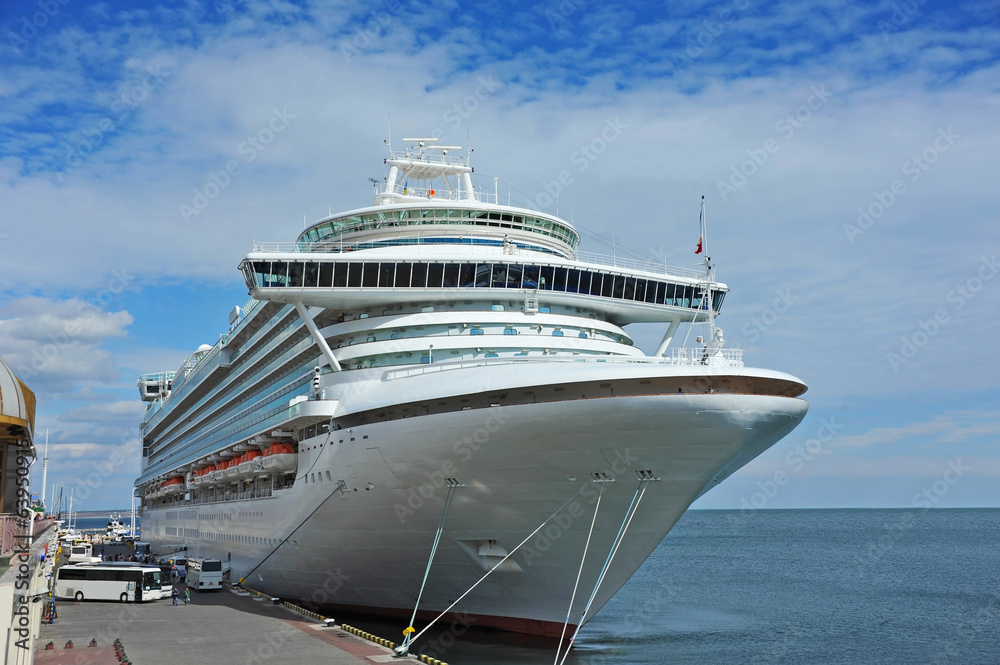 Cruise tourist ship in Black sea, Odessa, Ukraine