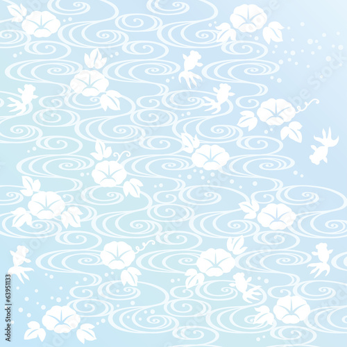 日本の夏 涼しい 朝顔と流水の背景 Stock ベクター Adobe Stock