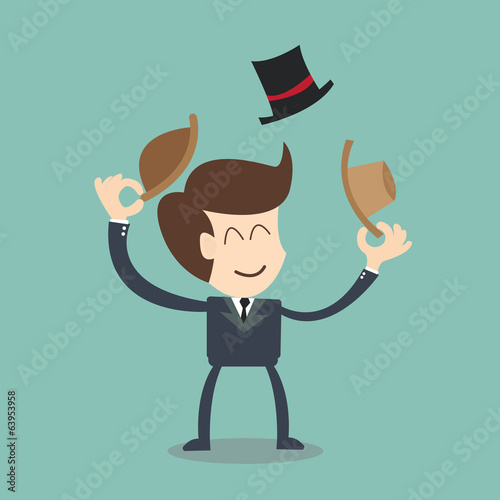 Job rotation,businessman change hat