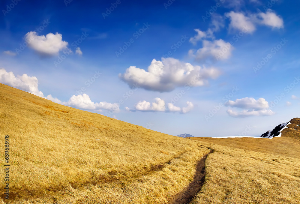 Walkway in mountains in summer time