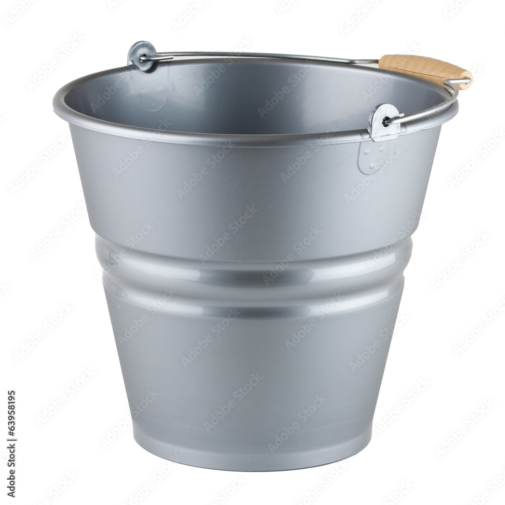 One empty bucket on white background One empty bucket on white background