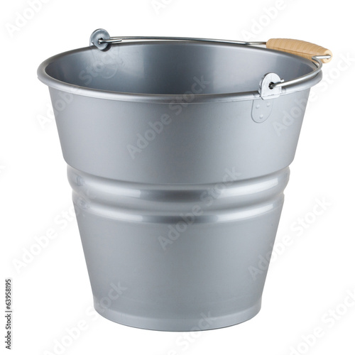 One empty bucket on white background