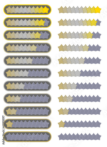 Ten level star rating system sets - golden version