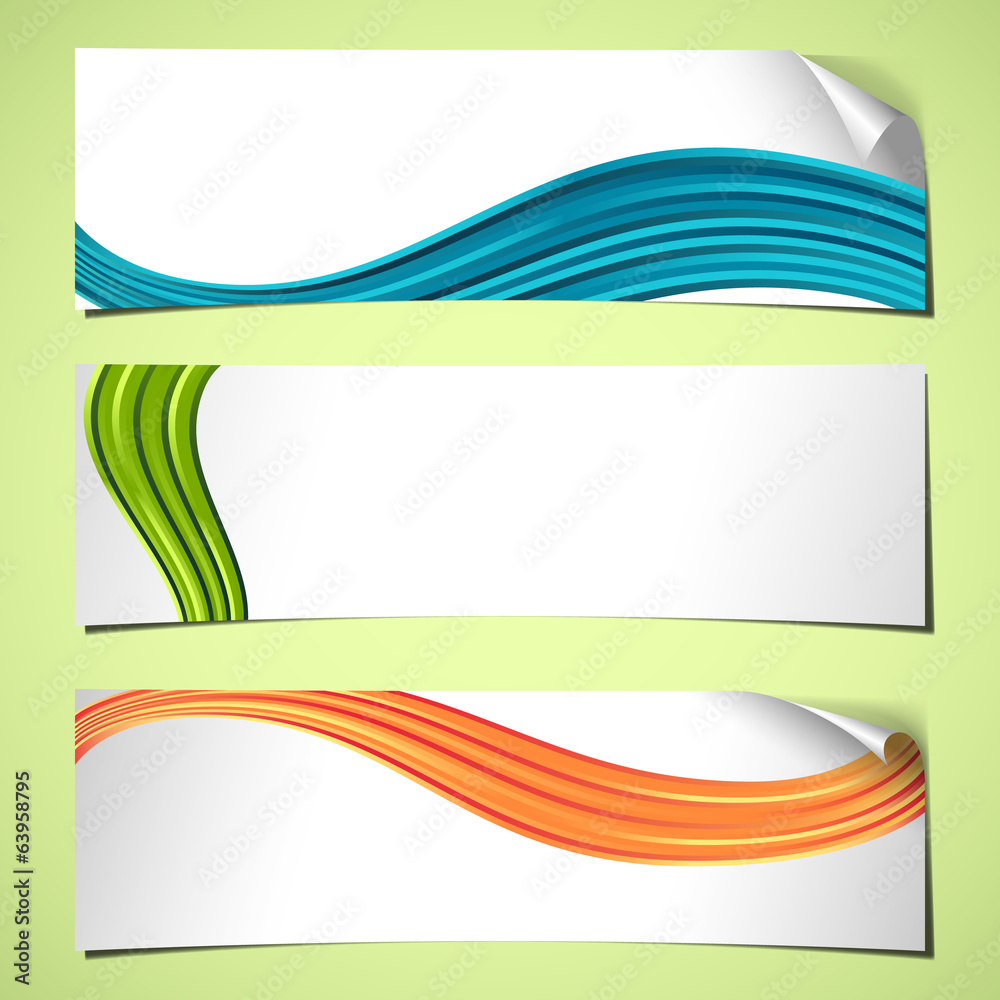 banners curled wave white banners curled wave white