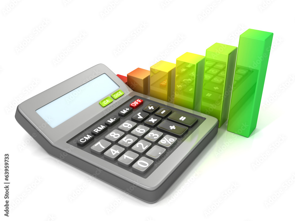 Calculator and bar graph diagram. Business concept Calculator and bar graph diagram. Business concept