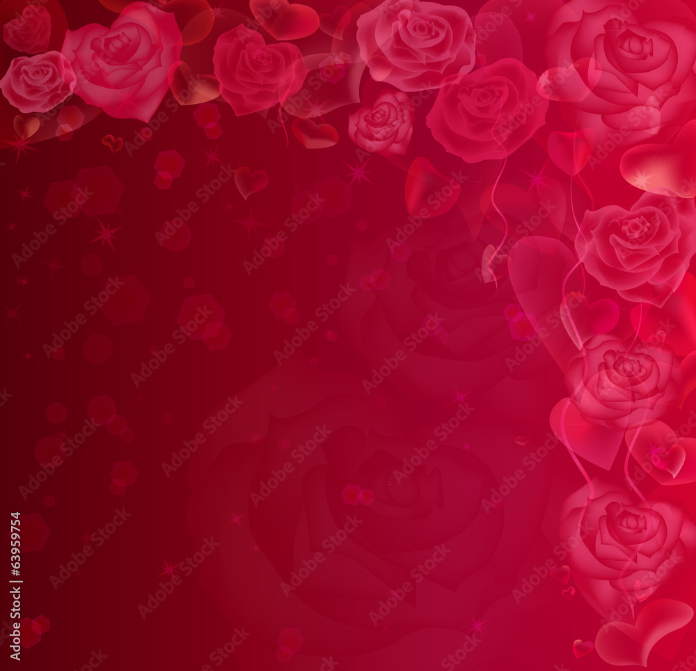 Red hearts and roses abstract background Red hearts and roses abstract background