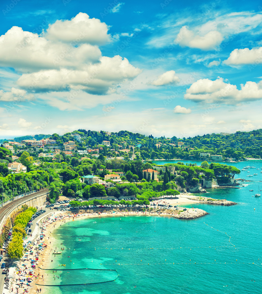 panoramic view, beach, sea and sky, french riviera