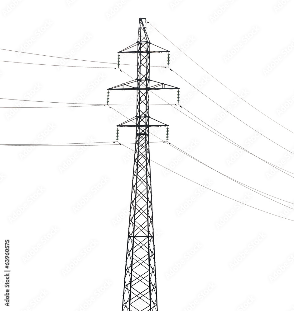simple electrical steel pylon isolated on white simple electrical steel pylon isolated on white