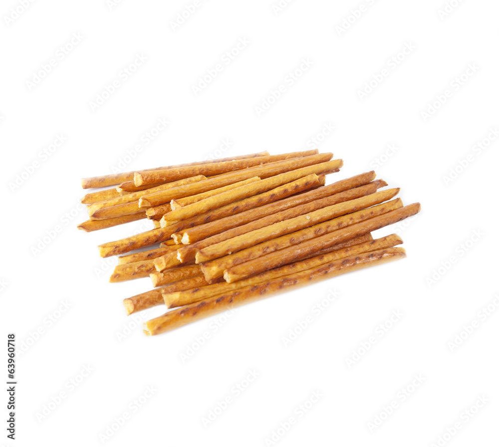 Salted sticks isolated on white background Salted sticks isolated on white background