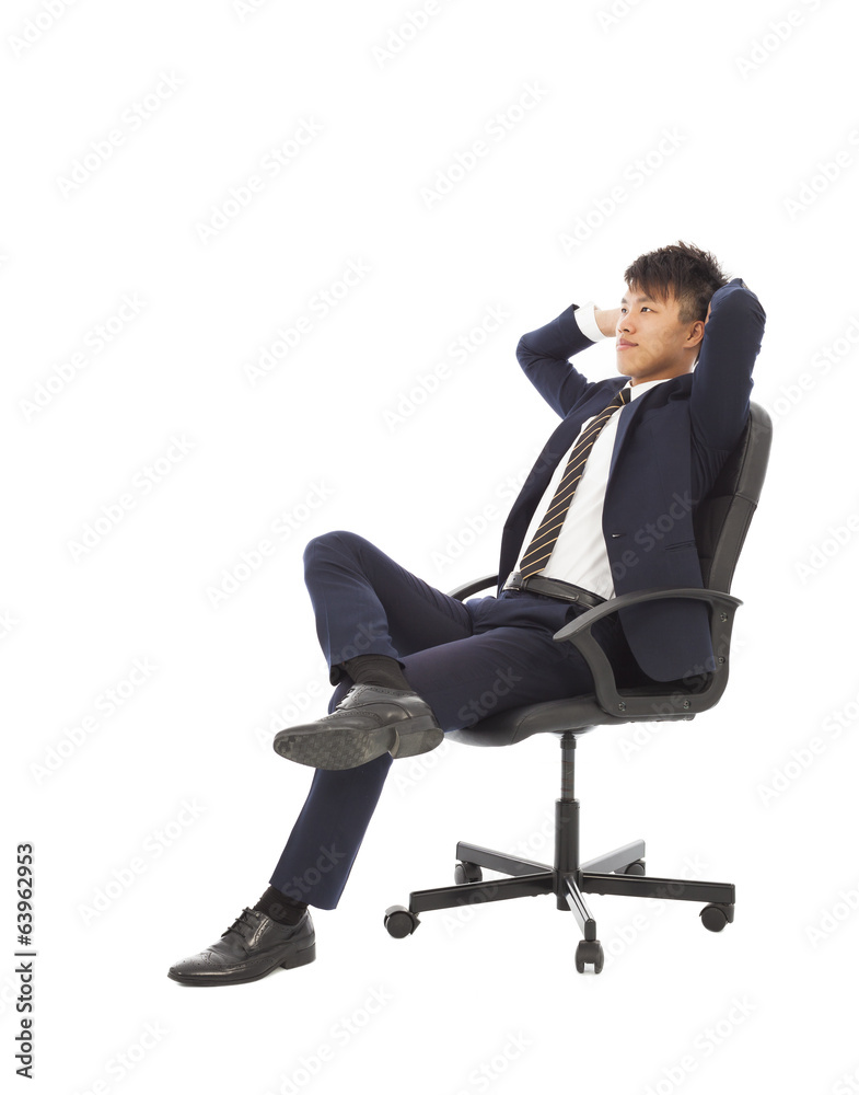 businessman sitting on a chair and thinking strategies businessman sitting on a chair and thinking strategies