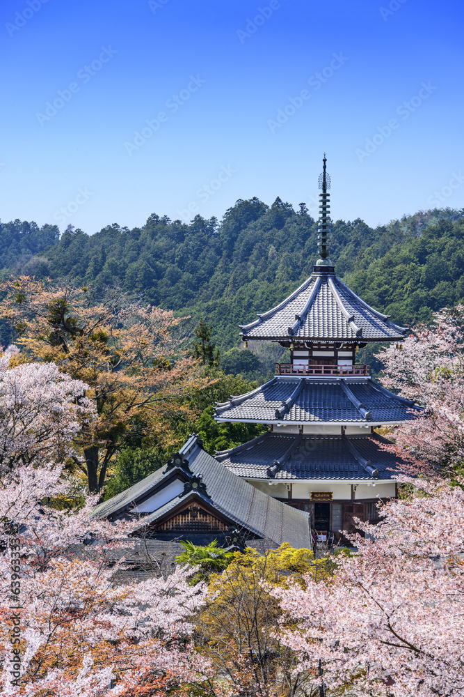 Fototapeta premium Yoshinoyama, Japan at Kinpusenji Pagoda