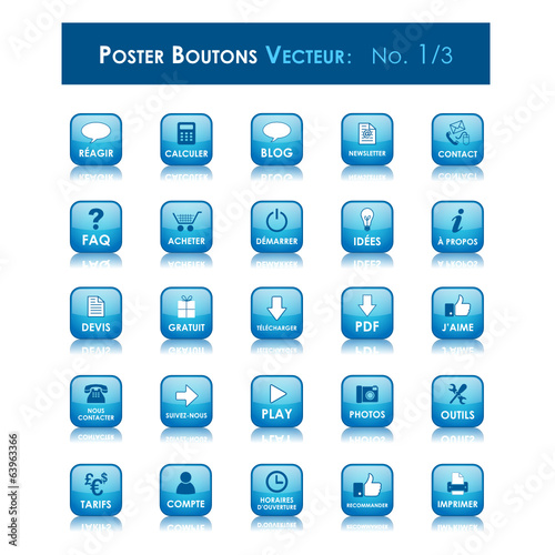 POSTER BOUTONS VECTEURS 1 (internet web icônes symboles bleu)