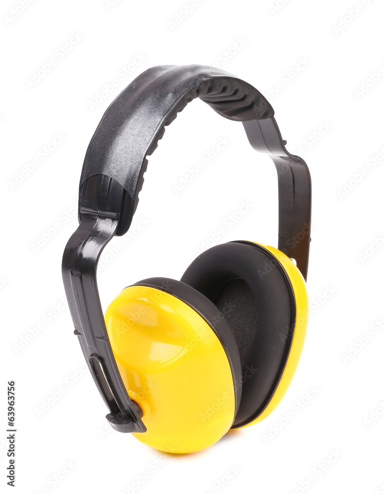 Yellow protection headphones.