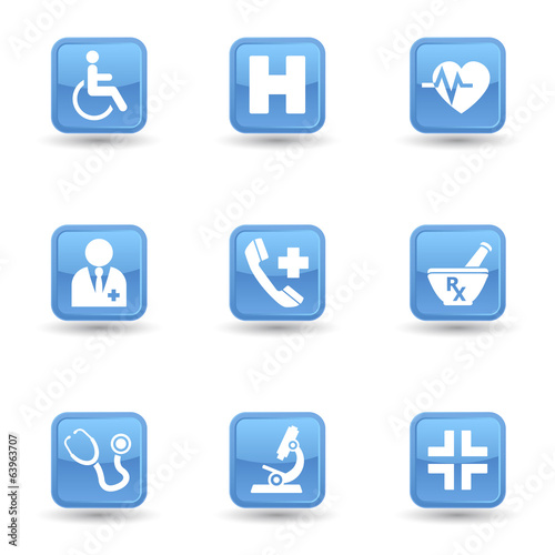 Medical Glossy Icons Set