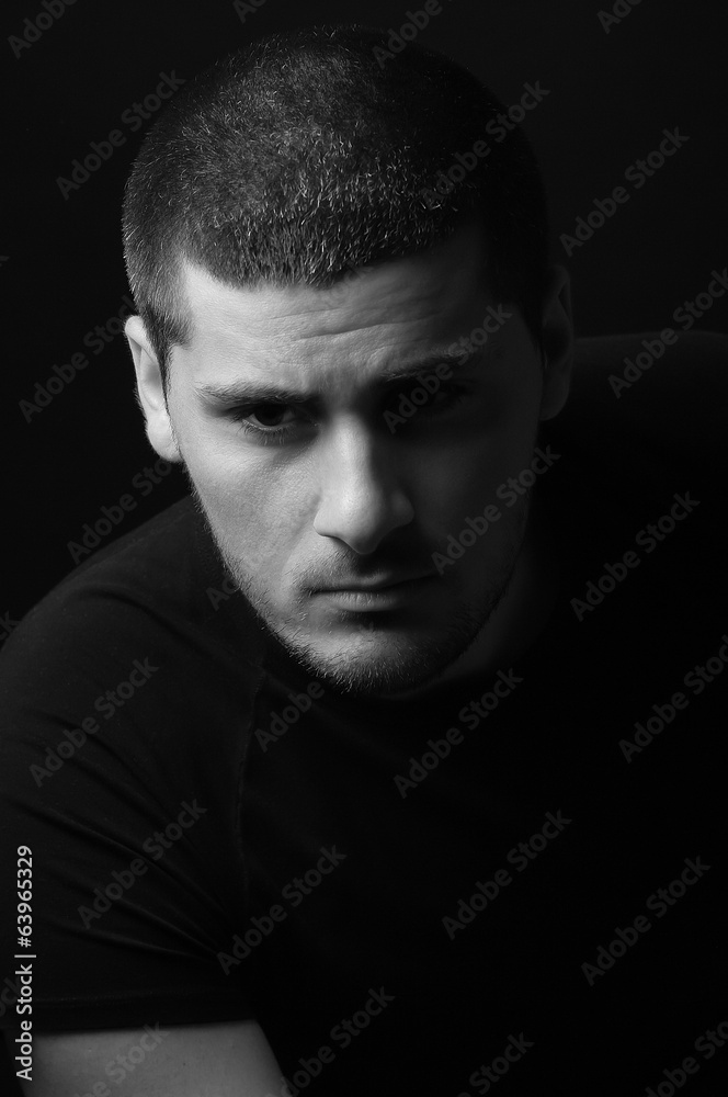 Black and white portrait of man