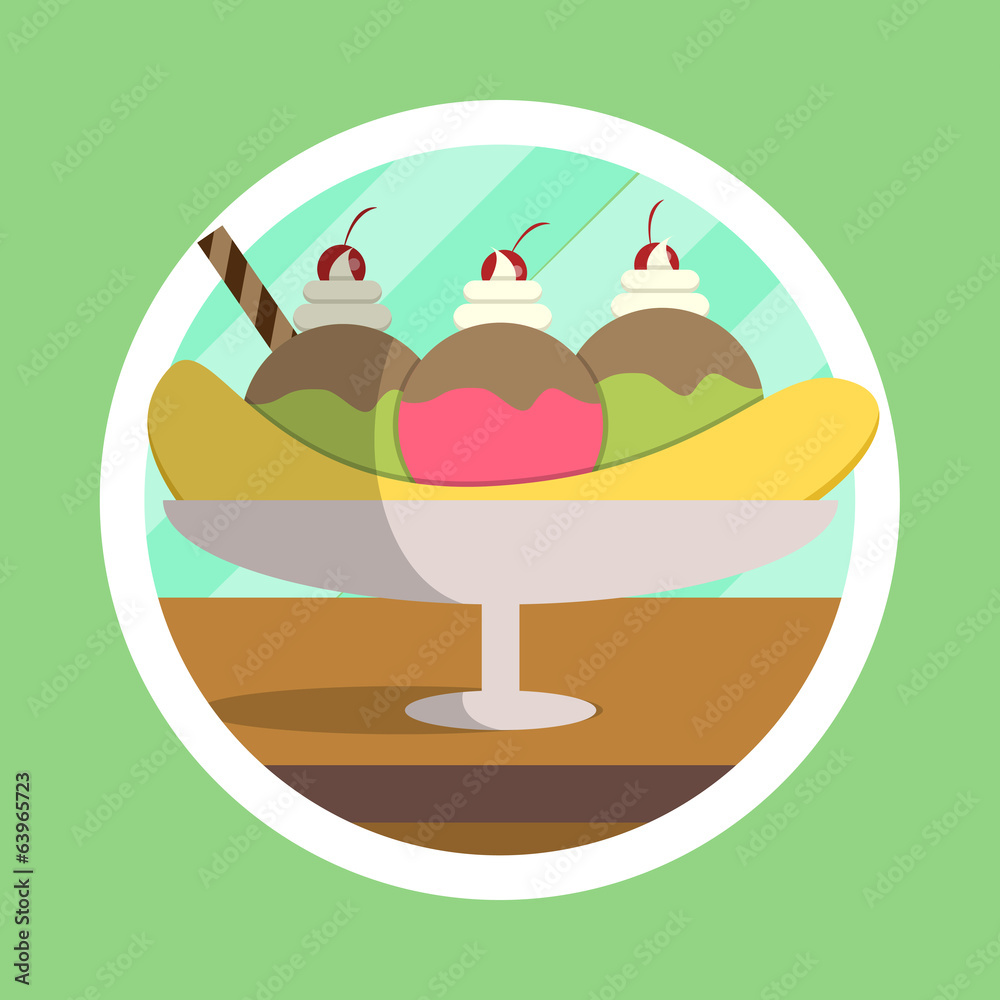Delicious Banana Split Illustration Delicious Banana Split Illustration