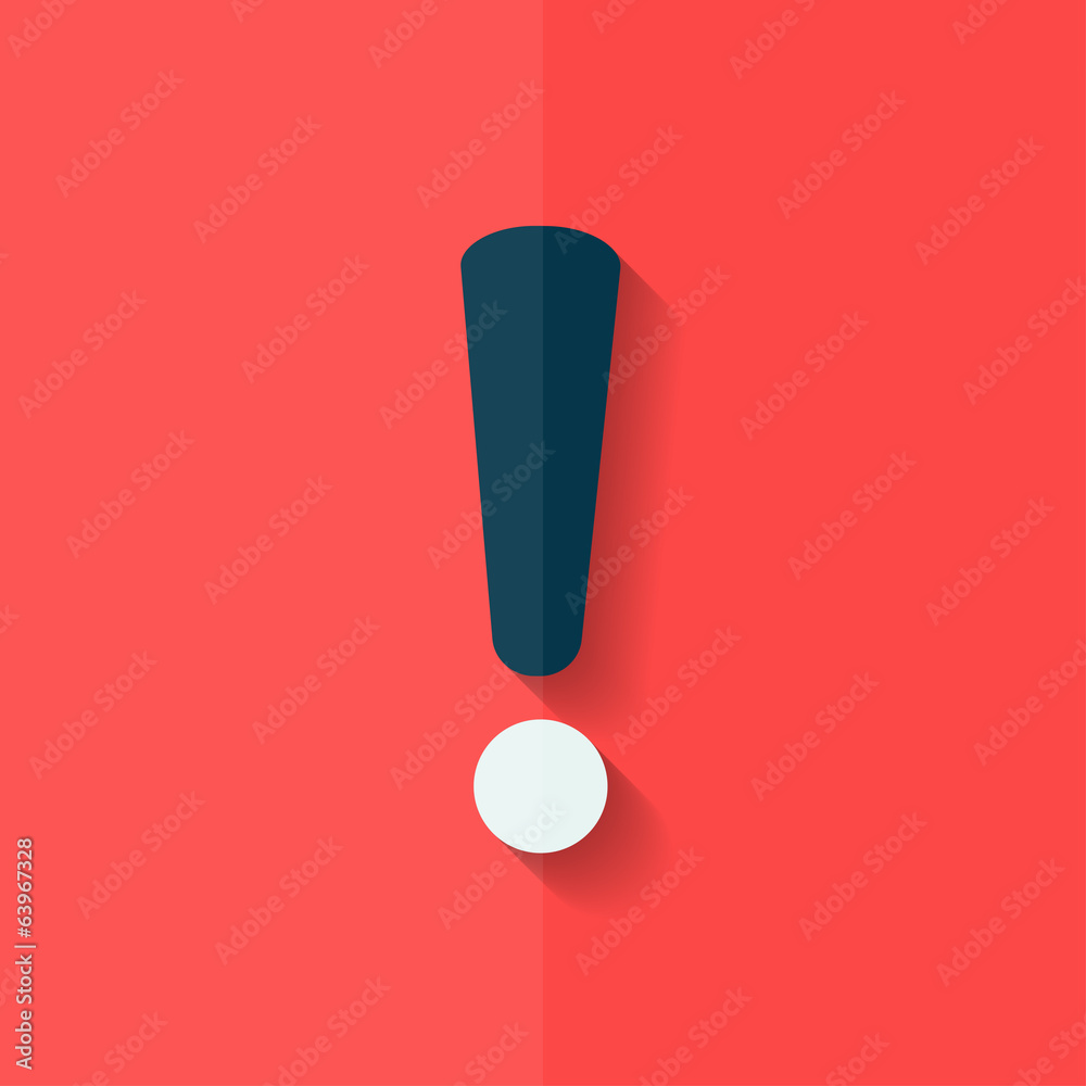 Exclamation danger web icon. Flat design. Exclamation danger web icon. Flat design.