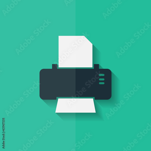 Printer web icon. Flat design.