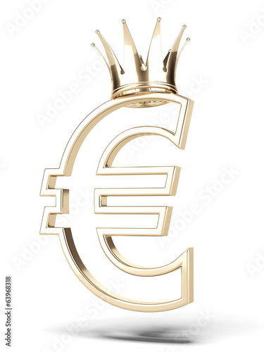 Golden euro currency with crown photo