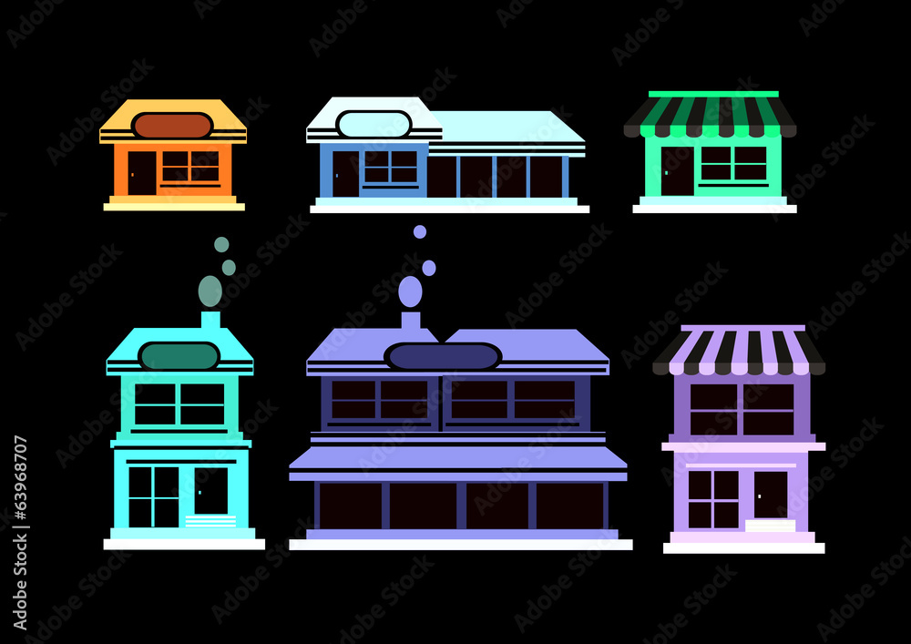 house and shop store icons house and shop store icons