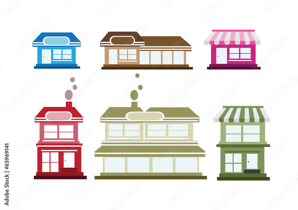 house and shop store icons house and shop store icons