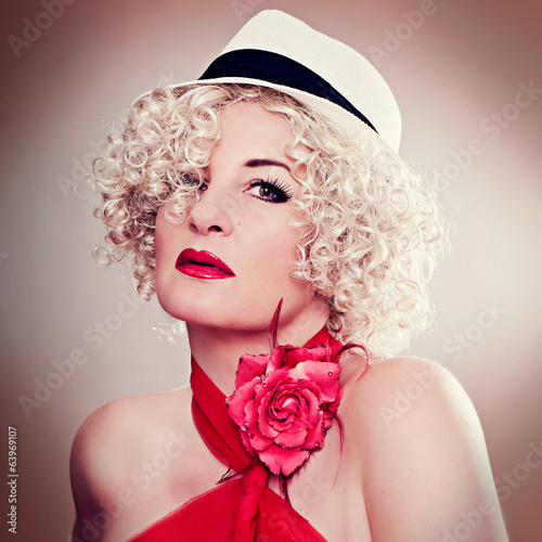 fashion shots 10- curly blond with hat photo