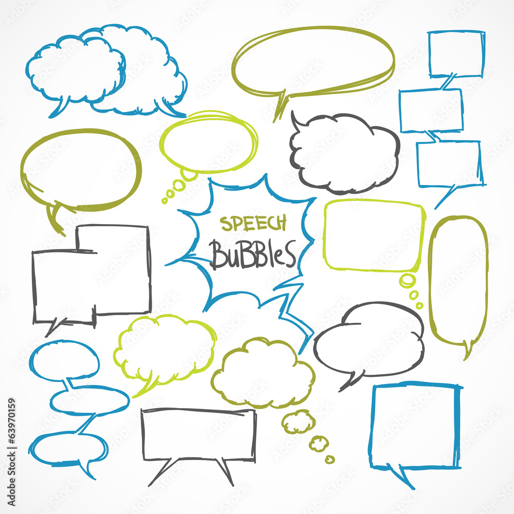 Fototapeta premium Doodle comic speech bubbles set