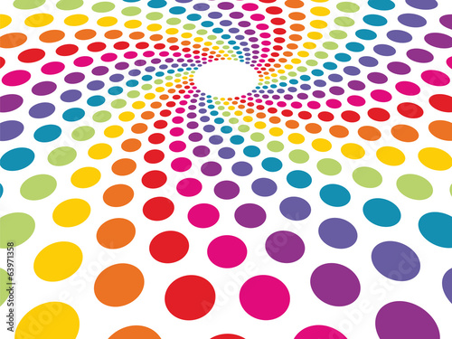 circular background composed of colorful dots in perspective