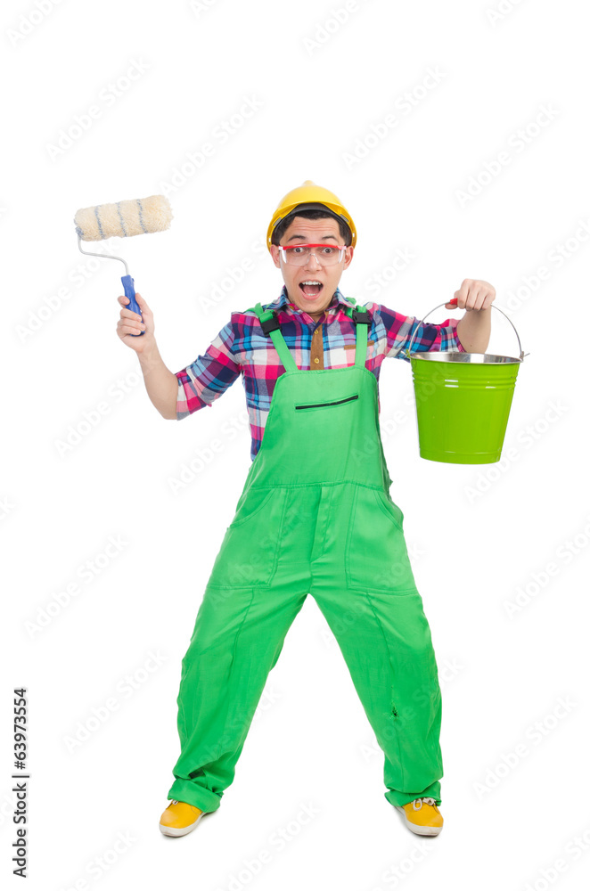 Funny painter isolated on white Funny painter isolated on white