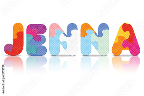 Vector JENNA written with alphabet puzzle