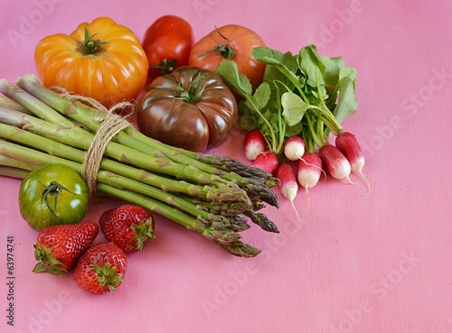 Vegetables on pink background