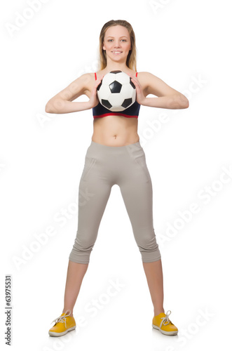 Woman football player on white © Elnur